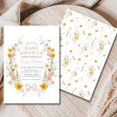 Lente Meisje Strik Roze Wilde Bloem Baby Shower Kaart