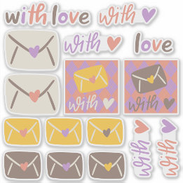 Lente Met Liefde Enveloppen en Harten Sticker