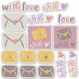 Lente Met Liefde Enveloppen en Harten Sticker