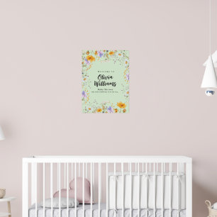 Lente mint wilde bloem bloemige Welcome Baby Showe Poster