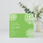 Lente Moderne Lime Groen Wit Bloemen Uitnodiging (Staand voorkant)