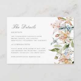 Lente Moderne Waterverf Bloemige Trouwdetails Informatiekaartje