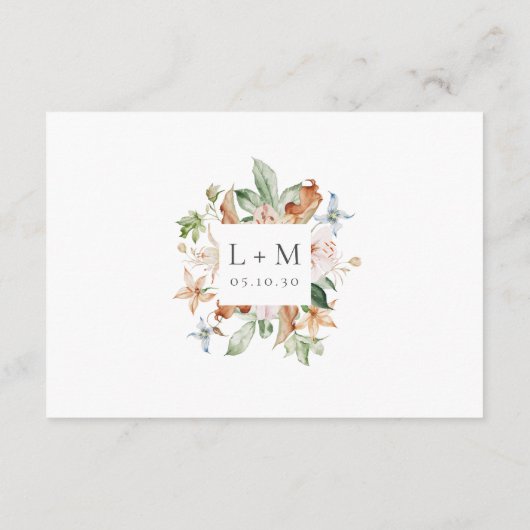 Lente Moderne Waterverf Bloemige Trouwdetails Informatiekaartje (Achterkant)