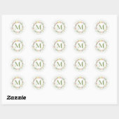 Lente Monogram Watercolor Bloem Ronde Sticker (Vel)