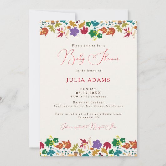 Lente Mosterd Geel Paarse Bloem Baby Shower Kaart (Voorkant)