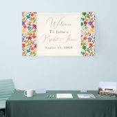Lente Mosterd Geel Paarse Bloem Bruiloft Feest Spandoek (Beurs)