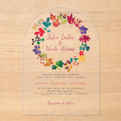 Lente Mosterd Geel Paarse Meadow Bloem Bruiloft Acryl Uitnodigingen (Voorkant)