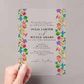 Lente Mosterd Geel Paarse Meadow Bloem Bruiloft Acryl Uitnodigingen (Insitu (Draagbaar))