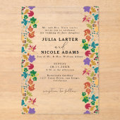 Lente Mosterd Geel Paarse Meadow Bloem Bruiloft Acryl Uitnodigingen (Voorkant)