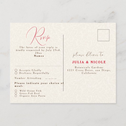 Lente Mosterd Geel Paarse Meadow Bloem Bruiloft Briefkaart (Achterkant)