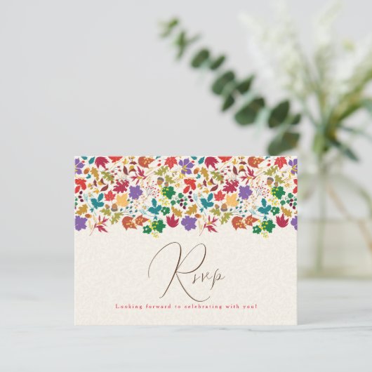 Lente Mosterd Geel Paarse Meadow Bloem Bruiloft Briefkaart (Staand voorkant)