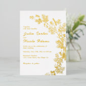 Lente Mosterd Geel Paarse Meadow Bloem Bruiloft Folie Uitnodiging (Staand Voorkant)