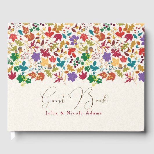 Lente Mosterd Geel Paarse Meadow Bloem Bruiloft Gastenboek (Voorkant)