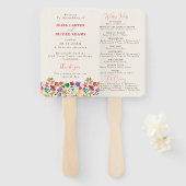 Lente Mosterd Geel Paarse Meadow Bloem Bruiloft Handwaaier (Voorkant en achterkant)