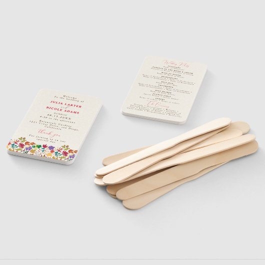 Lente Mosterd Geel Paarse Meadow Bloem Bruiloft Handwaaier (Niet-gemonteerd)