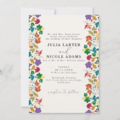 Lente Mosterd Geel Paarse Meadow Bloem Bruiloft Kaart (Voorkant)