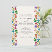 Lente Mosterd Geel Paarse Meadow Bloem Bruiloft Kaart (Staand voorkant)