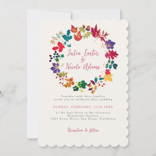 Lente Mosterd Geel Paarse Meadow Bloem Bruiloft Kaart (Voorkant)