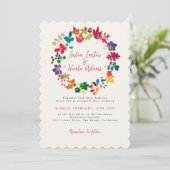 Lente Mosterd Geel Paarse Meadow Bloem Bruiloft Kaart (Staand voorkant)