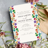 Lente Mosterd Geel Paarse Meadow Bloem Bruiloft Kaart