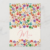 Lente Mosterd Geel Paarse Meadow Bloem Bruiloft Menu (Achterkant)