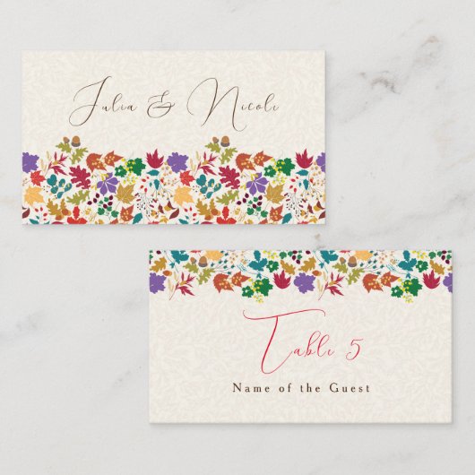 Lente Mosterd Geel Paarse Meadow Bloem Bruiloft Plaatskaartje (Voorkant / Achterkant)