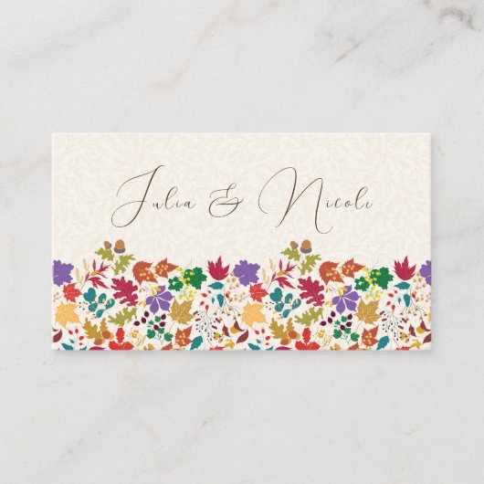 Lente Mosterd Geel Paarse Meadow Bloem Bruiloft Plaatskaartje (Voorkant)