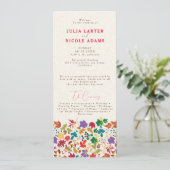 Lente Mosterd Geel Paarse Meadow Bloem Bruiloft Programmakaart (Staand voorkant)