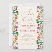 Lente Mosterd Geel Paarse Meadow Bloem Bruiloft Save The Date (Voorkant)