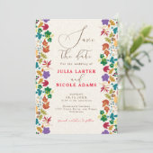 Lente Mosterd Geel Paarse Meadow Bloem Bruiloft Save The Date (Staand voorkant)