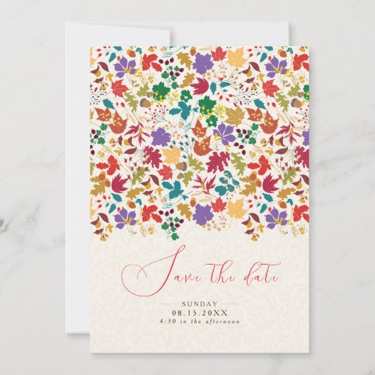 Lente Mosterd Geel Paarse Meadow Bloem Bruiloft Save The Date (Achterkant)