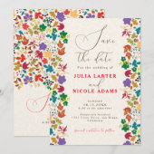 Lente Mosterd Geel Paarse Meadow Bloem Bruiloft Save The Date (Voorkant / Achterkant)