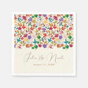 Lente Mosterd Geel Paarse Meadow Bloem Bruiloft Servet