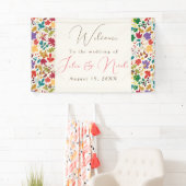 Lente Mosterd Geel Paarse Meadow Bloem Bruiloft Spandoek (Insitu)