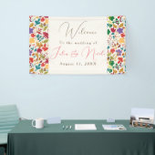 Lente Mosterd Geel Paarse Meadow Bloem Bruiloft Spandoek (Beurs)