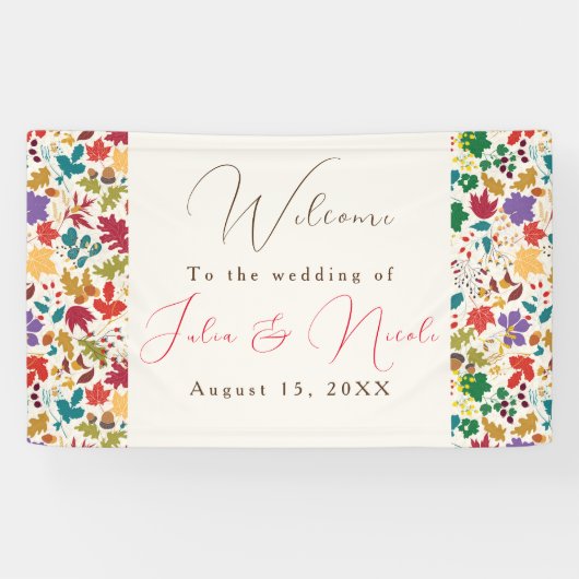 Lente Mosterd Geel Paarse Meadow Bloem Bruiloft Spandoek (Horizontaal)