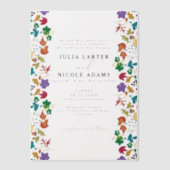 Lente Mosterd Geel Paarse Meadow Bloem Bruiloft Vellum Uitnodigingen (Voorkant)