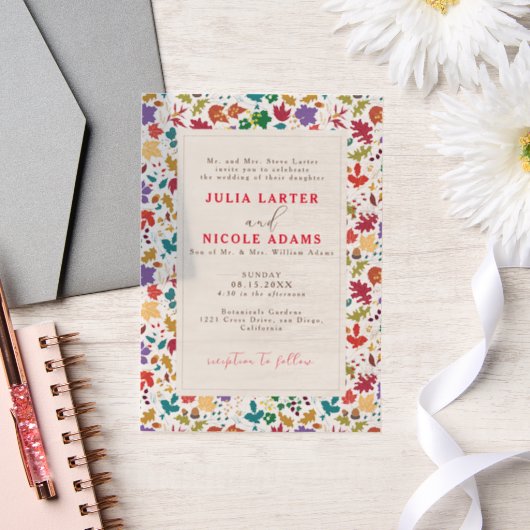 Lente Mosterd Geel Paarse Meadow Bloem Bruiloft Vellum Uitnodigingen (Huwelijk)