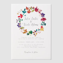 Lente Mosterd Geel Paarse Meadow Bloem Bruiloft Vellum Uitnodigingen