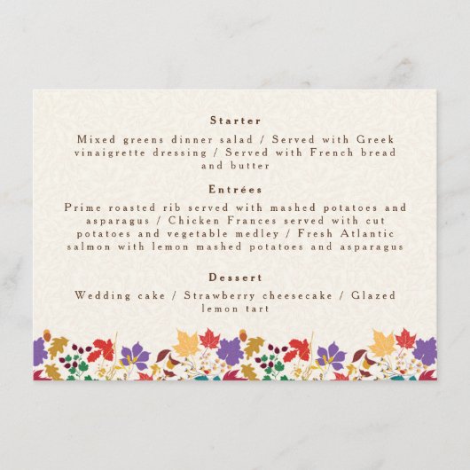 Lente Mosterd Geel Paarse Weide Bloem Bruiloft Menu (Voorkant)