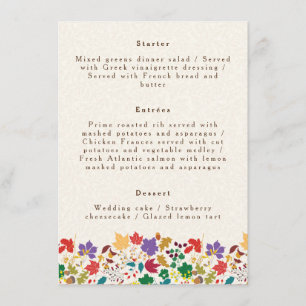 Lente Mosterd Geel Paarse Weide Bloem Bruiloft Menu
