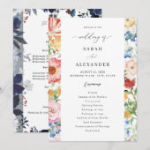 Lente Multi Color Florals Trouwprogramma Kaart (Voorkant / Achterkant)