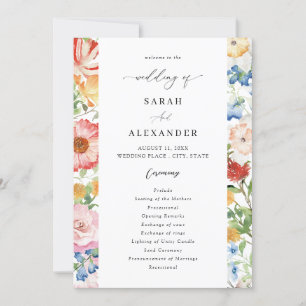 Lente Multi Color Florals Trouwprogramma Kaart