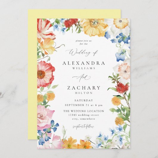 Lente Multi Kleur Bloemen Bruiloft Kaart (Voorkant / Achterkant)