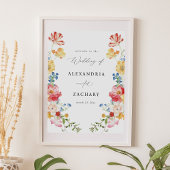 Lente Multi Kleur Bloemen Bruiloft Welkomstbord Poster