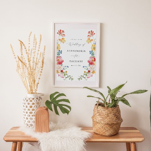 Lente Multi Kleur Bloemen Bruiloft Welkomstbord Poster