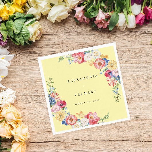 Lente Multi Kleur Bloemen Servetten - Geel