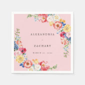 Lente Multi Kleur Bloemen Servetten - Roze (Voorkant)