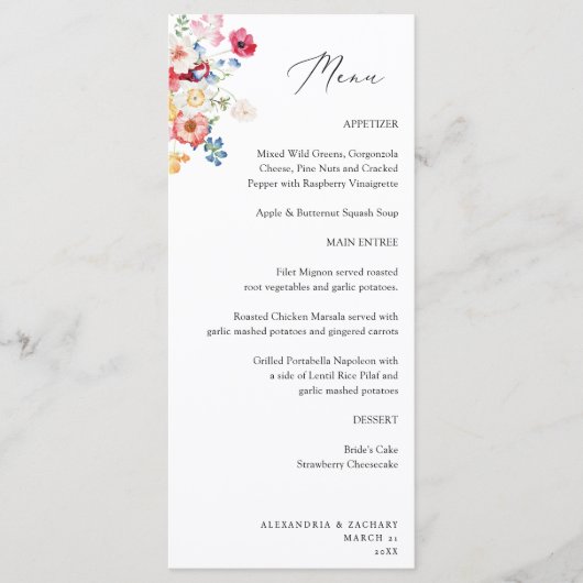 Lente Multi Kleur Bloemen Tall Menu (Voorkant)