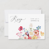 Lente Multi Kleur Bloemen w Maaltijd RSVP (Voorkant)